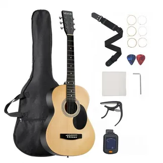 VEVOR Dreadnought Akustik Gitarre 39 in / 990,6 mm Anfängerpaket für Erwachsene Natur VEVOR Dreadnought Akustik Gitarre 39 in / 990,6 mm Anfängerpaket für Erwachsene Natur