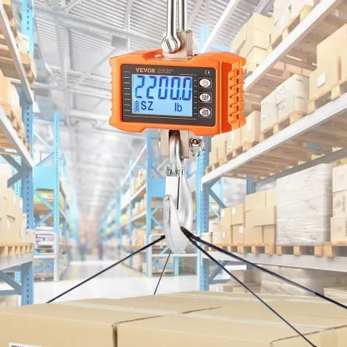 VEVOR Industrielle Hängewaage, 1000 kg, robuste digitale Kranwaage mit Fernbedienung, Lastenwaage, Gehäuse aus Aluminiumguss, hochpräzises LCD-Display für Bau, Fabrik, Bauernhof, Jagd, Orange – Bild 7