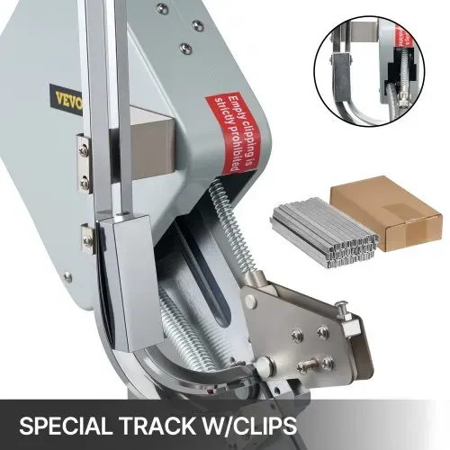 VEVOR Hochwertige manuelle u-förmige Wurst-Klipper-Schneidemaschine mit einer Schachtel Clips (5000 Stk.), robuste Brot Schneidemaschine aus A304-Feinstahl, klappbarer Allesschneider, 37x19x57 cm – Bild 4