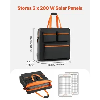 VEVOR Aufbewahrungstasche für 2x 200W Faltbare Solarpanele Schwarz & Orange, Tragbare Solarmodul Tasche für Outdoor Camping Ausflug & Wohnmobile, aus Polyesterfaser, Wasserdicht, mit Schultergurten VEVOR Aufbewahrungstasche für 2x 200W Faltbare Solarpanele Schwarz & Orange, Tragbare Solarmodul Tasche für Outdoor Camping Ausflug & Wohnmobile, aus Polyesterfaser, Wasserdicht, mit Schultergurten
