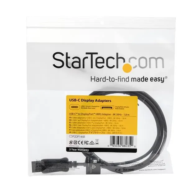 StarTech.com 1,8m USB-C auf DisplayPort 1.4 Kabel - 4K/5K/8K USB Typ C zu DP 1.4 Alt Mode Video Adapter Konverter - HBR3/HDR/DSC - 8K 60Hz DP Monitor Kabel für USB-C/Thunderbolt 3 – Bild 5