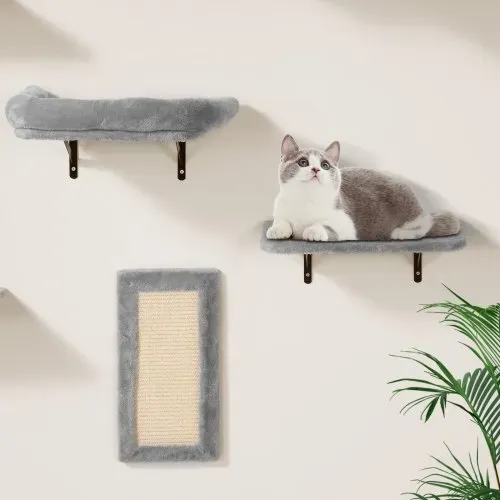 VEVOR Katzenregale zur Wandmontage, Katzenwandregale und Sitzstangen mit Sprungbrettern, Hängematte, Sofa, Katzenbaum & Katzengriff, Katzenmöbel und Regale bis zu 18 kg zum Schlafen, Spielen, Klettern, 6er-Set – Bild 7
