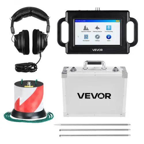 VEVOR Rohr-Wasserleckdetektor, 1 Hz–5000 Hz, 7-Zoll-Touchscreen, Lecksuchgerät für Rohrleitungen mit 2 m Tiefe – mit Sensor, 3 Abhörstäben, Kopfhörer, 8-GB-Karte und Tragetasche VEVOR Rohr-Wasserleckdetektor, 1 Hz–5000 Hz, 7-Zoll-Touchscreen, Lecksuchgerät für Rohrleitungen mit 2 m Tiefe – mit Sensor, 3 Abhörstäben, Kopfhörer, 8-GB-Karte und Tragetasche