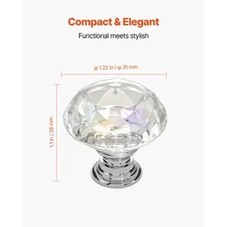 VEVOR Möbelknöpfe, 12er-Pack, 31 mm Schrankknöpfe aus Acryl & Zinklegierung, Schubladenknöpfe, massive Küchenknöpfe in Diamantform, Knauf mit Schrauben für Badezimmer, Schränke, Schubladen VEVOR Möbelknöpfe, 12er-Pack, 31 mm Schrankknöpfe aus Acryl & Zinklegierung, Schubladenknöpfe, massive Küchenknöpfe in Diamantform, Knauf mit Schrauben für Badezimmer, Schränke, Schubladen