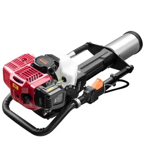 VEVOR 52ccm T-Pfostenramme mit Benzinantrieb, Zaunramme mit 2-Takt-Motor, tragbare 1400-W-Pfostenramme mit 3 Pfosten-Rammköpfen (49/69/100 mm), für Bauernhöfe, Ranchzäune, Straßenverbesserungen – Bild 10