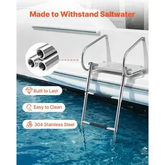 VEVOR Bootsleiter Ausziehbar, Badeleiter mit 3 Stufen Rutschfestem Pedal Handlauf & Plattform, 181 kg Belastbare Schwimmdeckleiter für Heckeinstieg, Teleskopleiter aus Edelstahl für Boote Docks Pool VEVOR Bootsleiter Ausziehbar, Badeleiter mit 3 Stufen Rutschfestem Pedal Handlauf & Plattform, 181 kg Belastbare Schwimmdeckleiter für Heckeinstieg, Teleskopleiter aus Edelstahl für Boote Docks Pool