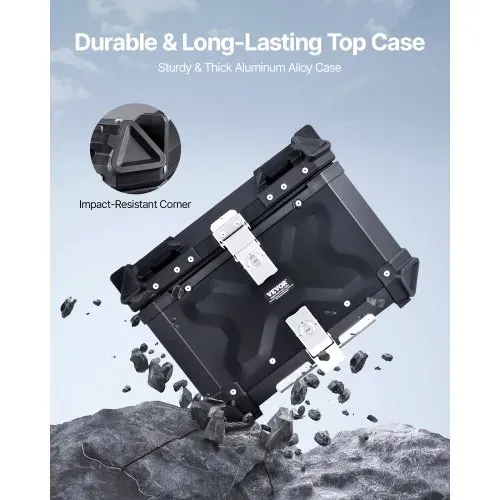 VEVOR Motorrad-Topcase Motorradkoffer 55 L Heckbox aus Aluminiumlegierung mit Lederfutter, abnehmbare Motorrad-Topbox mit Schloss & Rückenpolster, Helmkoffer (470 x 430 x 367 mm) Schwarz VEVOR Motorrad-Topcase Motorradkoffer 55 L Heckbox aus Aluminiumlegierung mit Lederfutter, abnehmbare Motorrad-Topbox mit Schloss & Rückenpolster, Helmkoffer (470 x 430 x 367 mm) Schwarz