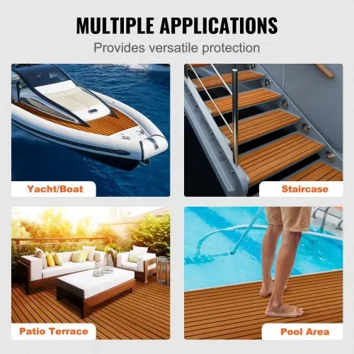 VEVOR Bootsboden, EVA-Schaum-Bootsdeck, 2400 x 900 x 6 mm, rutschfester, selbstklebender Bodenbelag, 21600 cm² großer Meeresteppich für Boote, Yachten, Pontons, Kajakdecks – Bild 5