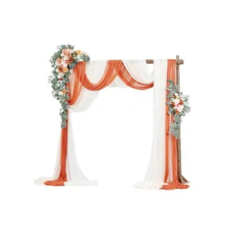 VEVOR Hochzeit Bogen, orangefarbene Blumen für Traubogen mit Vorhängen (5er-Pack) – 2 Blumenarrangements, 3 transparente Vorhänge, für Zeremoniensträuße, Empfangshintergrunddekoration VEVOR Hochzeit Bogen, orangefarbene Blumen für Traubogen mit Vorhängen (5er-Pack) – 2 Blumenarrangements, 3 transparente Vorhänge, für Zeremoniensträuße, Empfangshintergrunddekoration