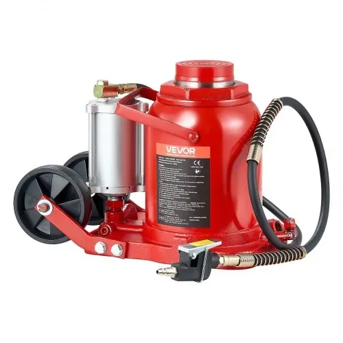VEVOR pneumatischer Flaschenwagenhebr Wagenheber 50 t 265–410 mm Hubbereich, lufthydraulischer/manueller Stempelwagenheber Wagenheber mit Pumpe für SUV Pickup Lkw Wohnmobil Autoreparatur Rot – Bild 9