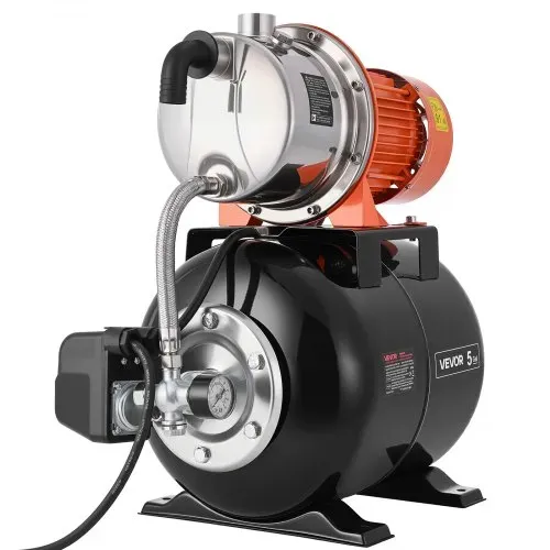 VEVOR Hauswasserwerk 1176 W, 6000 L/h Jetpumpe mit 19 L Druckbehälter, 57 m Förderhöhe, inkl. Automatischem Wasserfördersystem & Edlstahlpumpenkopf, zur Gartenbewässerung & Hauswasserversorgung – Bild 9