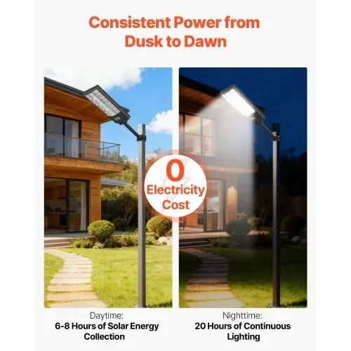 VEVOR Solar Straßenlaterne 450000LM, Straßenlampe 8000W, Solarleuchte mit Dämmerungssensor, LED-Flutlicht mit Bewegungsmelder, IP67 wasserdichte Außenbeleuchtung, für Einfahrt & Hof, 3er-Pack – Bild 2