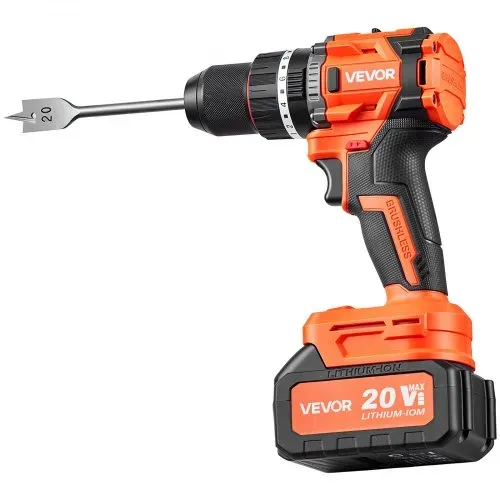 VEVOR Akku-Schlagbohrschrauber 20V 12,7 mm 26000 IPM 500 U/min/2.000 U/min, zum Bohren in Holz & Metall sowie zum Schrauben, 4000-mAh-Lithium-Ionen-Akku & Ladegerät, mit Ganzmetall-Bohrfutter, 90 Nm – Bild 8