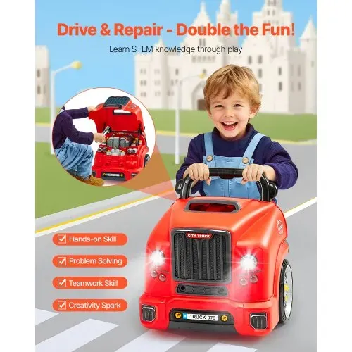 VEVOR Motorspielzeug, 60-teilig, Autoreparaturset für Kinder, mit abnehmbaren Teilen, Lichtern & Geräuschen, Lenkrad & Hupe, Mechaniker-Werkstattset für Kinder für Kleinkinder ab 3 Jahren, Rot VEVOR Motorspielzeug, 60-teilig, Autoreparaturset für Kinder, mit abnehmbaren Teilen, Lichtern & Geräuschen, Lenkrad & Hupe, Mechaniker-Werkstattset für Kinder für Kleinkinder ab 3 Jahren, Rot