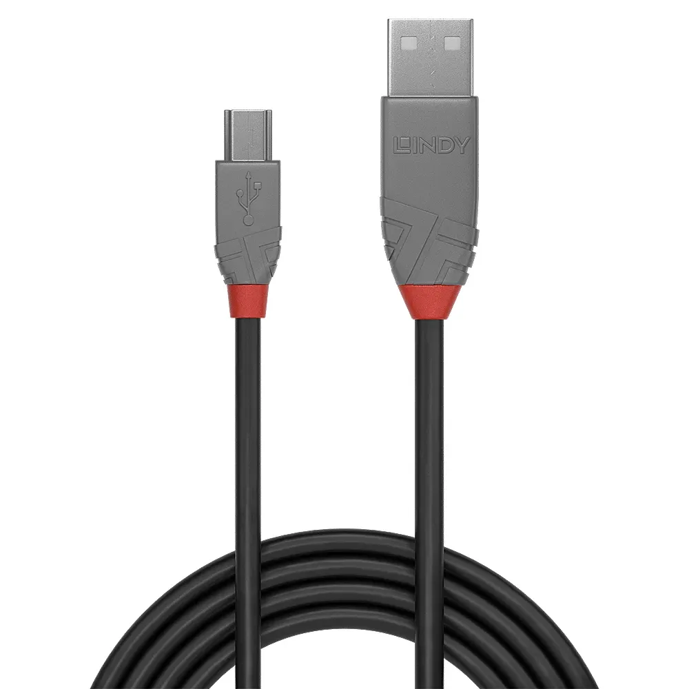 Lindy 36724 USB Kabel USB 2.0 3 m USB A Mini-USB B Schwarz – Bild 2