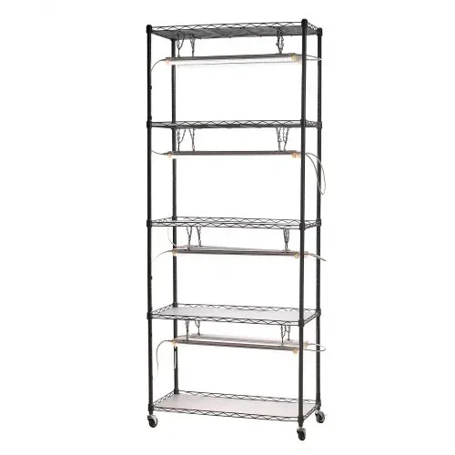 VEVOR DIY-Pflanzenregal mit Wachstumslichtern, Pflanzenständer mit Rädern, 192 W 5000 K Vollspektrum-Lichter, Pflanzenregal aus Metall, Blumenregal für Samenanzucht, 750x350x1800mm – Bild 10