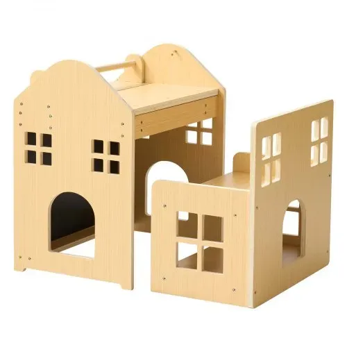 VEVOR Montessori-Tisch- & Stuhlset, Holz, 3-in-1-Kindersitzgruppe, Kindermöbel mit Abnehmbarer Kreidetafel, 0°- & 35°-Winkel, für Kleinkinder von 1-5 Jahren zum Essen, Zeichnen, Lesen & Spielen – Bild 9