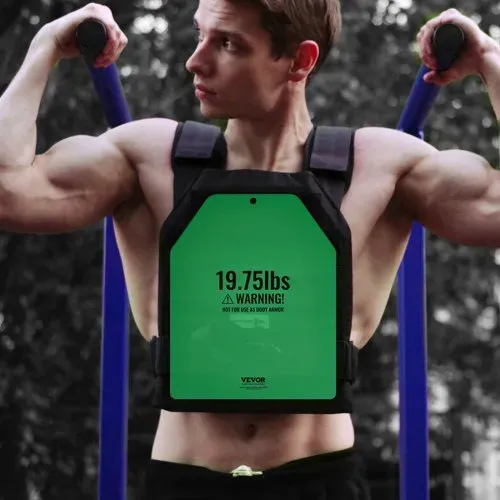 VEVOR Gewichtsplatten für Gewichtswesten 17,8 kg Set (2 x 8,9 kg), Flache Gewichtswestenplatten für WODs & Funktionelles Training, Ergonomisches Zusatzgewicht für Krafttraining, Laufen & Fitness, Grün – Bild 7