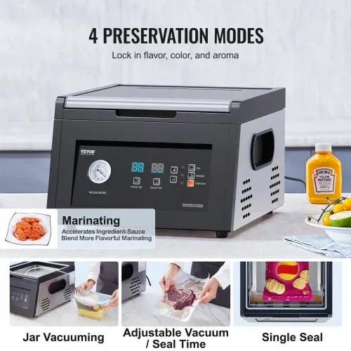 VEVOR Kammer Vakuumierer, 380 W, Verpackungsmaschine für feuchte Lebensmittel, Fleisch, kompaktes Design, ideales gewerbliches Vakuumiergerät für den professionellen und privaten Gebrauch – Bild 5