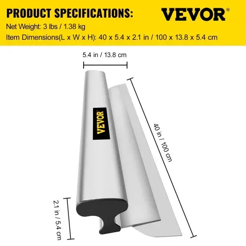 VEVOR Dekorspachtel 100 cm x 13,8 cm x 5,4 cm Breitspachtel, 1,38 kg Trockenbau Flächenspachtel, 0,5 mm Klingenstärke Fassadenspachtel aus Edelstahl, Gipserspachtel zum Verputzen von Wänden & Decken – Bild 6