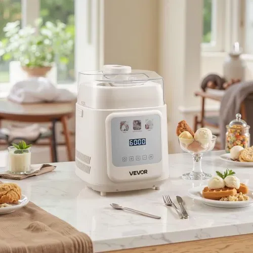 VEVOR automatische Eismaschine mit eingebautem Kompressor 1 L kein Vorgefrieren, Gelato und Ice Cream Maker mit 4 Modi, elektrischer Eismaschine Frozen Yogurt Sorbet Maker Weiß – Bild 7