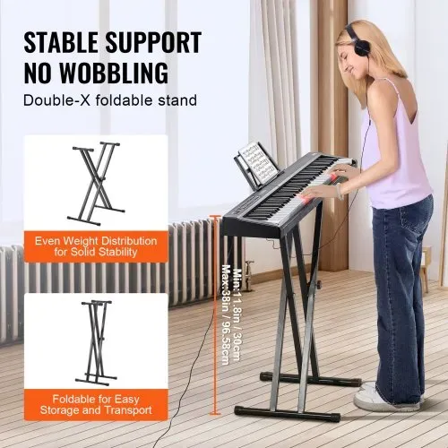 VEVOR Digitales Klavier mit 88 Tasten, halbgewichtete Tasten, Klavierset mit verstellbarem Ständer, integrierten Lautsprechern, Sustain-Pedal, Kopfhörern, Bluetooth, MIDI, USB für Anfänger – Bild 5