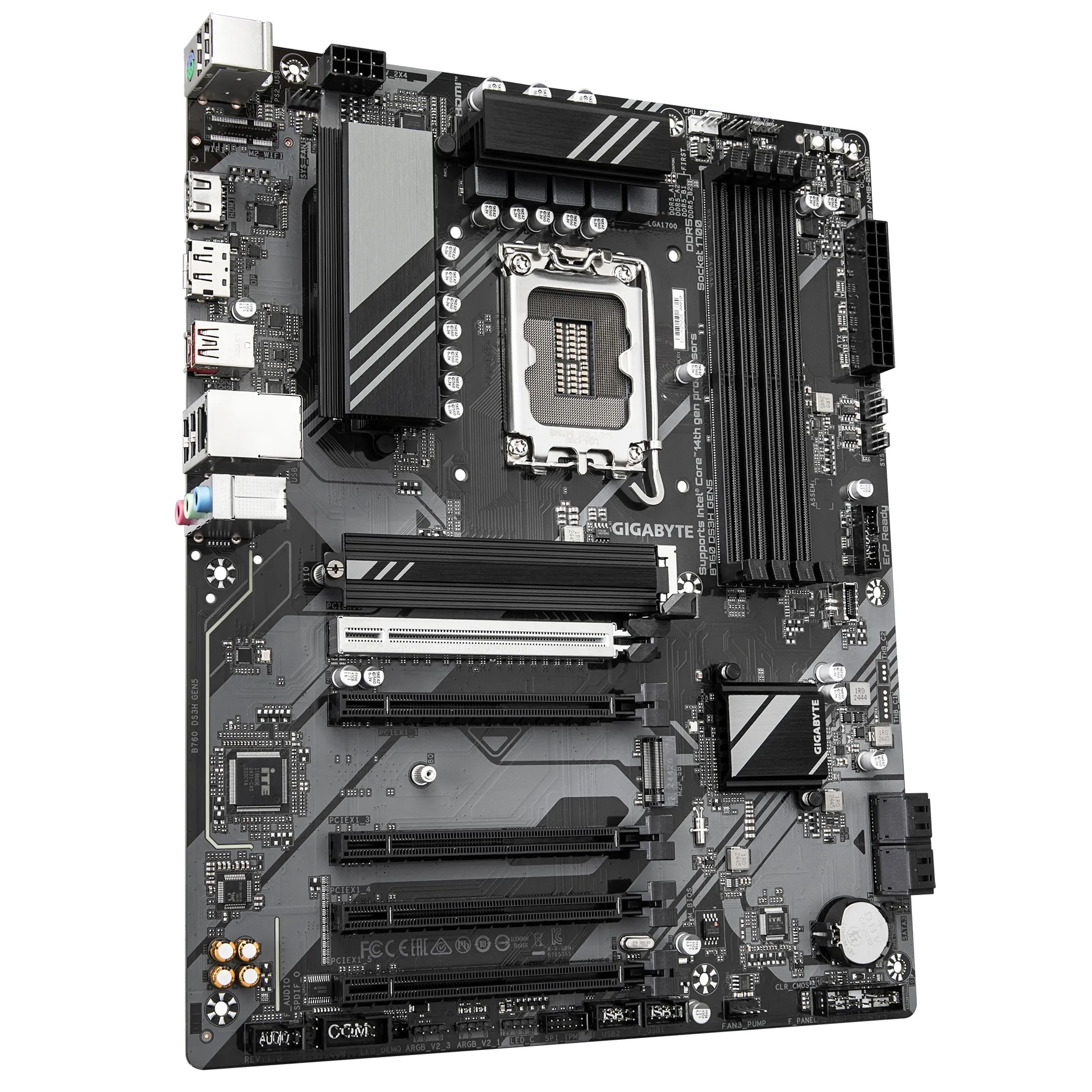 GIGABYTE B760 DS3H GEN5 Mainboard – Unterstützt Intel Core Prozessoren der 14. Generation, 8+2+1 Phasen Digital-VRM, bis zu 5600 MHz DDR5, 2 x PCIe 4.0 M.2, 1 GbE LAN, USB 3.2 Gen 2x2 – Bild 3