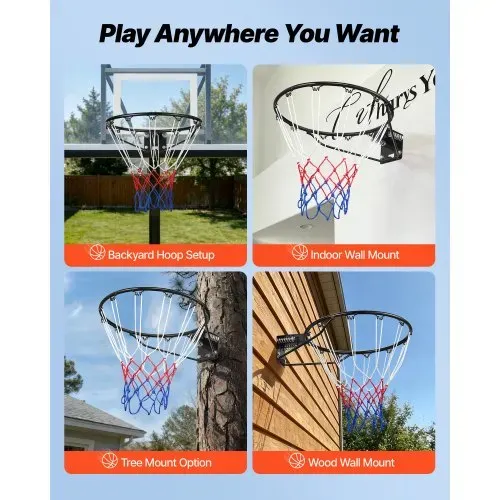 VEVOR Basketballkorb Hangring Basketballring 485 mm, Basketball Basketballring Netz 595 x 485 x 120 mm Qualität-und Sicherheitsgeprüft Indoor & Outdoor, Universal Stabiler Basketballkorb Orange – Bild 5