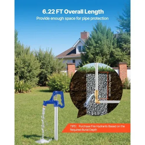 VEVOR Frostsicherer Gartenhydrant, 1895 mm, Außenwasserhahn mit 1219,2 mm Eingrabetiefe, G 3/4 Zoll Rohranschluss & Schlauchkupplung, bleifreier Hydrant für Bewässerung von Garten & Bauernhof – Bild 5