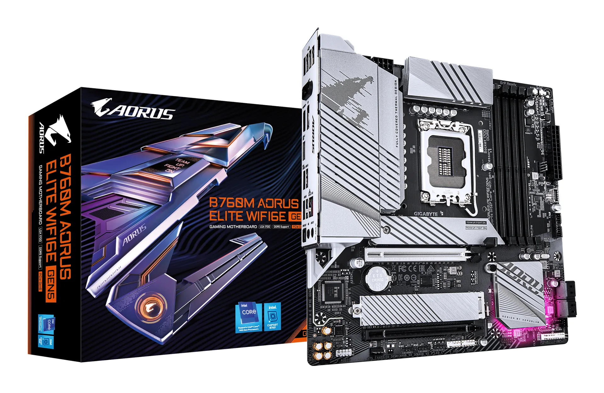GIGABYTE B760M AORUS ELITE WIFI6E GEN5 Mainboard – Unterstützt Intel Core Prozessoren der 14. Generation, 12+1+1 Phasen Digital-VRM, bis zu 5600 MHz DDR5, 2 x PCIe 4.0 M.2, Wi-Fi 6E, 2.5 GbE LAN, USB 3.2 Gen 2×2 GIGABYTE B760M AORUS ELITE WIFI6E GEN5 Mainboard – Unterstützt Intel Core Prozessoren der 14. Generation, 12+1+1 Phasen Digital-VRM, bis zu 5600 MHz DDR5, 2 x PCIe 4.0 M.2, Wi-Fi 6E, 2.5 GbE LAN, USB 3.2 Gen 2×2