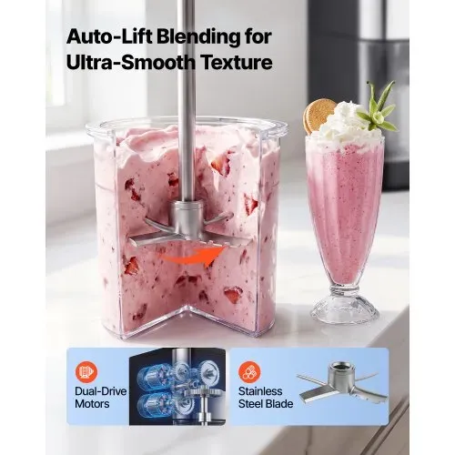 VEVOR Eismaschine, 7-in-1-Gerät für Gelato, Sorbet, Milchshake, Frozen Yogurt & Light-Eiscreme, Hausgemachte Eismaschine mit Ein-Knopf-Funktion zum Einrühren und Nachdrehen, Glatte Cremige Textur – Bild 3
