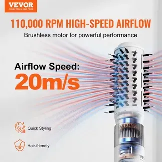 VEVOR Haartrockner, Ionen-Haartrocknerbürste, 110.000 U/min Airstyler mit Oval- & Paddelbürste, 4 Temperatur- & 3-Geschwindigkeits-Föhnbürsten-Styling-Tool für Trocknen, Volumengebendes Glätten VEVOR Haartrockner, Ionen-Haartrocknerbürste, 110.000 U/min Airstyler mit Oval- & Paddelbürste, 4 Temperatur- & 3-Geschwindigkeits-Föhnbürsten-Styling-Tool für Trocknen, Volumengebendes Glätten