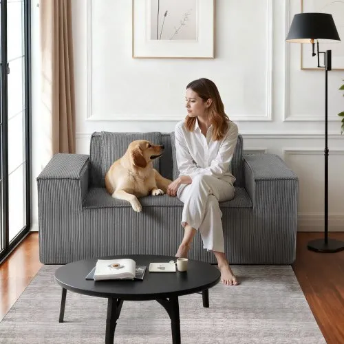 VEVOR Loveseat-Sofa Couch mit zwei Sitzen (160 cm breit), modernes kleines Cord-Sofa mit Taschenfedern & weichem Kissen für Schlafzimmer Büro Wohnung, kein Zusammenbau erforderlich, grau VEVOR Loveseat-Sofa Couch mit zwei Sitzen (160 cm breit), modernes kleines Cord-Sofa mit Taschenfedern & weichem Kissen für Schlafzimmer Büro Wohnung, kein Zusammenbau erforderlich, grau