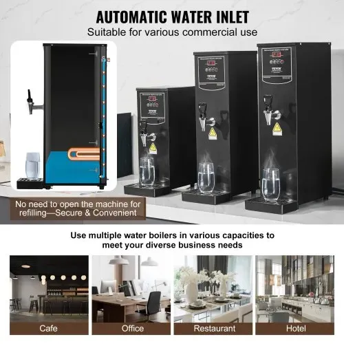 VEVOR Gewerblicher Heißwasserspender 20 L, 1,5 kW Wasserkocher Elektrisch mit Heizrohr aus Edelstahl 316, Stufenweise Schnellaufheizung 50 L/h Heißwasserbereiter für Cafés Teestuben Restaurants Büros – Bild 3