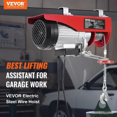 VEVOR Elektrische Seilwinde, 400 kg, Motorwinde mit 4,2 m kabelgebundener Fernbedienung, 12 m Hubhöhe mit Einzelkabel, Einzel-/Doppelschlingen, Not-Aus, Hebezeug für Garage, Lager, Fabrik VEVOR Elektrische Seilwinde, 400 kg, Motorwinde mit 4,2 m kabelgebundener Fernbedienung, 12 m Hubhöhe mit Einzelkabel, Einzel-/Doppelschlingen, Not-Aus, Hebezeug für Garage, Lager, Fabrik