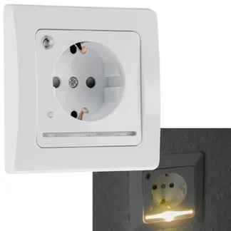 DELPHI Schutzkontakt-Steckdose mit LED weiß, 250V~/ 16A, Licht mit Sensor DELPHI Schutzkontakt-Steckdose mit LED weiß, 250V~/ 16A, Licht mit Sensor