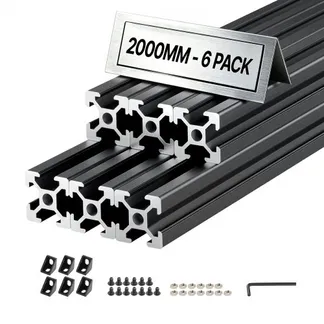 VEVOR 2020 Aluminium Profile 6 Stk. 2 m, Eloxierte T-Nut-Aluprofile nach EU-Standard, Hochfestes Strangpressprofil, Aluminiumschiene für 3D-Druckerteile, CNC-DIY-Werkbänke und Montage, Schwarz VEVOR 2020 Aluminium Profile 6 Stk. 2 m, Eloxierte T-Nut-Aluprofile nach EU-Standard, Hochfestes Strangpressprofil, Aluminiumschiene für 3D-Druckerteile, CNC-DIY-Werkbänke und Montage, Schwarz