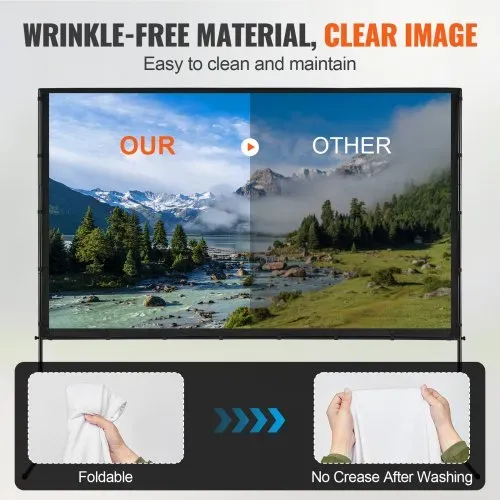 VEVOR Projektion Beamer Leinwand mit Ständer 254 cm HD 4K Outdoor Indoor Projektor Screen Schnelles Klappbare Tragbare Filmleinwand 16: 9 für Heimkino, Camping und Freizeitveranstaltungen Schwarz – Bild 2