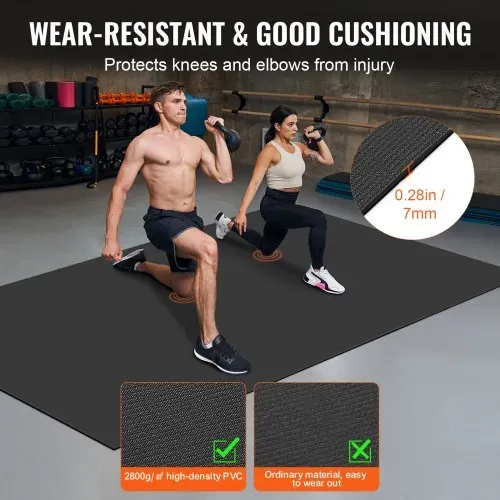 VEVOR Trainingsmatte, rutschfeste, hochdichte Premium-Yogamatte, Trainings-Yogamatte für Männer und Frauen, Fitness- und Trainingsmatte mit Tasche und Tragegurt, für alle Arten von Heim-Yoga, Pilates und Bodentraining (3 x 1,8 m) – Bild 3