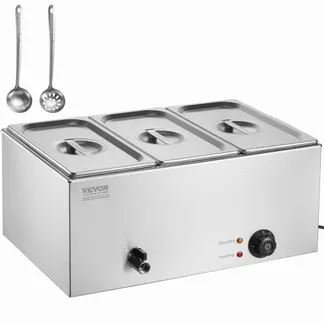 VEVOR kommerzieller Speisenwärmer 16,5 L Speisebehälter 3 x 1/3 Größe, elektrische Warmhalteplatte, 1200 W professionelles Buffet-Wasserbad aus Edelstahl , Buffet-Bain-Marie, 30–85 °C Silber VEVOR kommerzieller Speisenwärmer 16,5 L Speisebehälter 3 x 1/3 Größe, elektrische Warmhalteplatte, 1200 W professionelles Buffet-Wasserbad aus Edelstahl , Buffet-Bain-Marie, 30–85 °C Silber