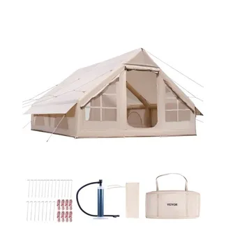 VEVOR Aufblasbare Zelte für Camping 4x3x2 m, 5–8 Personen, 300D Oxford Glamping-Zelt mit Ofenanschluss, Handpumpe 2 Türen & 4 Netzfenstern, inkl. Aufbewahrungstasche für einfachen Transport VEVOR Aufblasbare Zelte für Camping 4x3x2 m, 5–8 Personen, 300D Oxford Glamping-Zelt mit Ofenanschluss, Handpumpe 2 Türen & 4 Netzfenstern, inkl. Aufbewahrungstasche für einfachen Transport