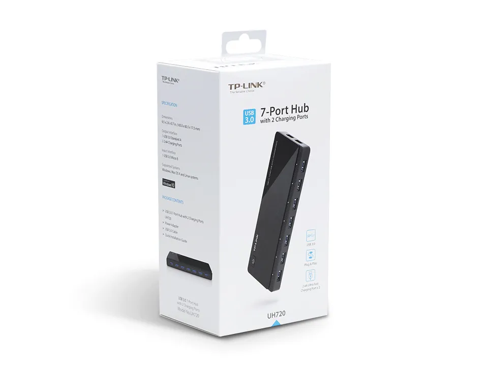 TP-Link UH720 Schnittstellen-Hub USB 3.2 Gen 1 (3.1 Gen 1) Micro-B 5000 Mbit/s Schwarz – Bild 4