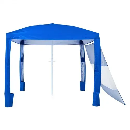 VEVOR Strand-Cabana, 2,4 x 2,4 m Strandzelt mit Seitenwand, UPF 50+ Sonnenschutz, Strandpavillon mit Sandsäcken, höhenverstellbarer & tragbarer Sonnenschutz für Familie und Freunde, Blau – Bild 9