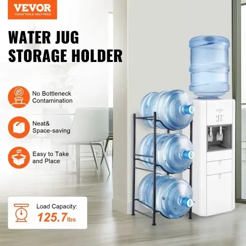 VEVOR Wasserkrughalter mit 3 Ebenen, 5-Gallonen-Wasserflaschenhalter, einreihiges Wasserflaschenregal für 3 Flaschen, robustes Wasserkrugregal für Küche, Büro, Wohnzimmer, schwarz VEVOR Wasserkrughalter mit 3 Ebenen, 5-Gallonen-Wasserflaschenhalter, einreihiges Wasserflaschenregal für 3 Flaschen, robustes Wasserkrugregal für Küche, Büro, Wohnzimmer, schwarz