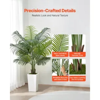 VEVOR Künstliche Areca-Palme, 1,52 m, künstliche tropische Palmenpflanzen mit weißem Pflanzgefäß, Kunstseidenpflanze im Topf, Kunstbaum für Veranden, Wohnzimmer, Terrassen Zuhause, Büro VEVOR Künstliche Areca-Palme, 1,52 m, künstliche tropische Palmenpflanzen mit weißem Pflanzgefäß, Kunstseidenpflanze im Topf, Kunstbaum für Veranden, Wohnzimmer, Terrassen Zuhause, Büro