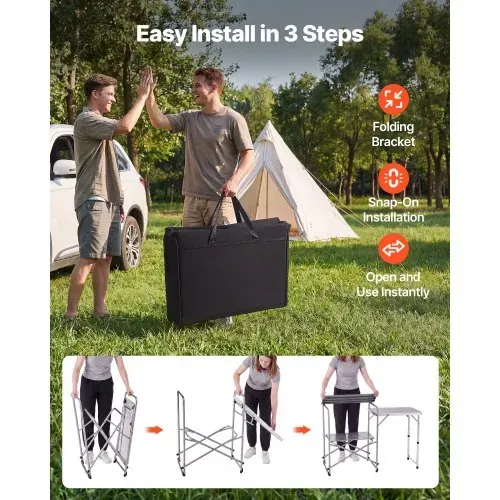 VEVOR Klappbarer Campingtisch, Campingkochstation mit Beistelltisch, Hitzebeständiger Tischplatte und Tragetasche, Tragbare Camping-Küchenstation Ideal für Picknick, Grillen und Wohnmobilreisen – Bild 2