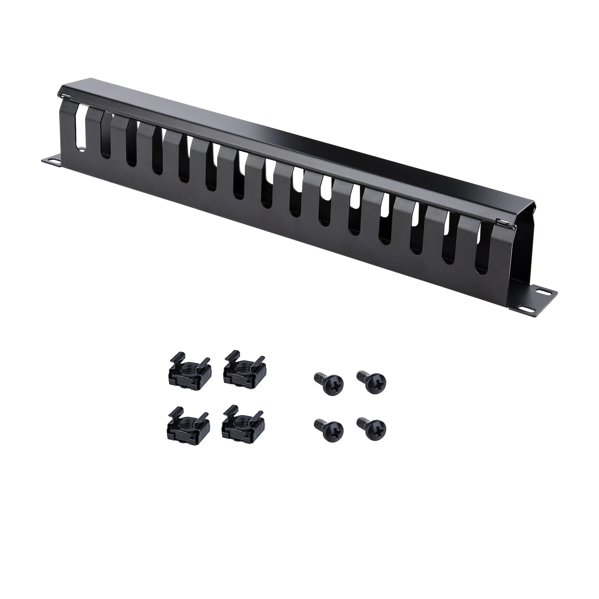 StarTech.com Horizontaler 1HE Rack Finger Kabelkanal mit Abdeckung - 19" Netzwerk/serverschrank Finger Kabelführung Panel - geschlitzter Kabelkanal mit Abdeckung – Bild 7
