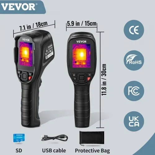 VEVOR Handheld Wärmebildkamera 240x180 IR-Auflösung Infrarotkamera Thermometer 40mK Thermografie Kamera -20-350°C Thermokamera CE zertifiziert Fehlersuche in HLK-Anlagen Identifizierung von Luftlecks – Bild 6