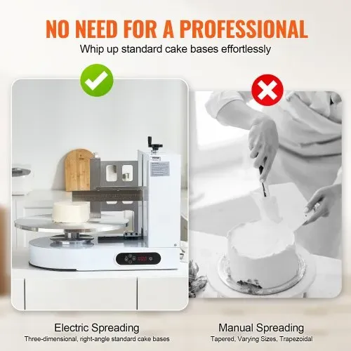 VEVOR einstellbare Tortencremestreichmaschine elektrische Tortendekorationsmaschine zum Verteilen von Kuchencreme, zum Bestreichen und Schmieren von Kuchenglasuren, für 10,16ß40,64 cm Kuchen weiß – Bild 3