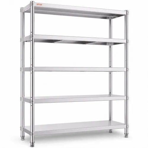 VEVOR Küchenregal 5 Ebenen, Standregal bis 750 kg (150 kg pro Boden), Edelstahlregal Gastronomie mit Verstellbaren Füßen & Regalböden, Schwerlastregal für Lager Garage Werkstatt, 1200 x 455 x 1830 mm VEVOR Küchenregal 5 Ebenen, Standregal bis 750 kg (150 kg pro Boden), Edelstahlregal Gastronomie mit Verstellbaren Füßen & Regalböden, Schwerlastregal für Lager Garage Werkstatt, 1200 x 455 x 1830 mm